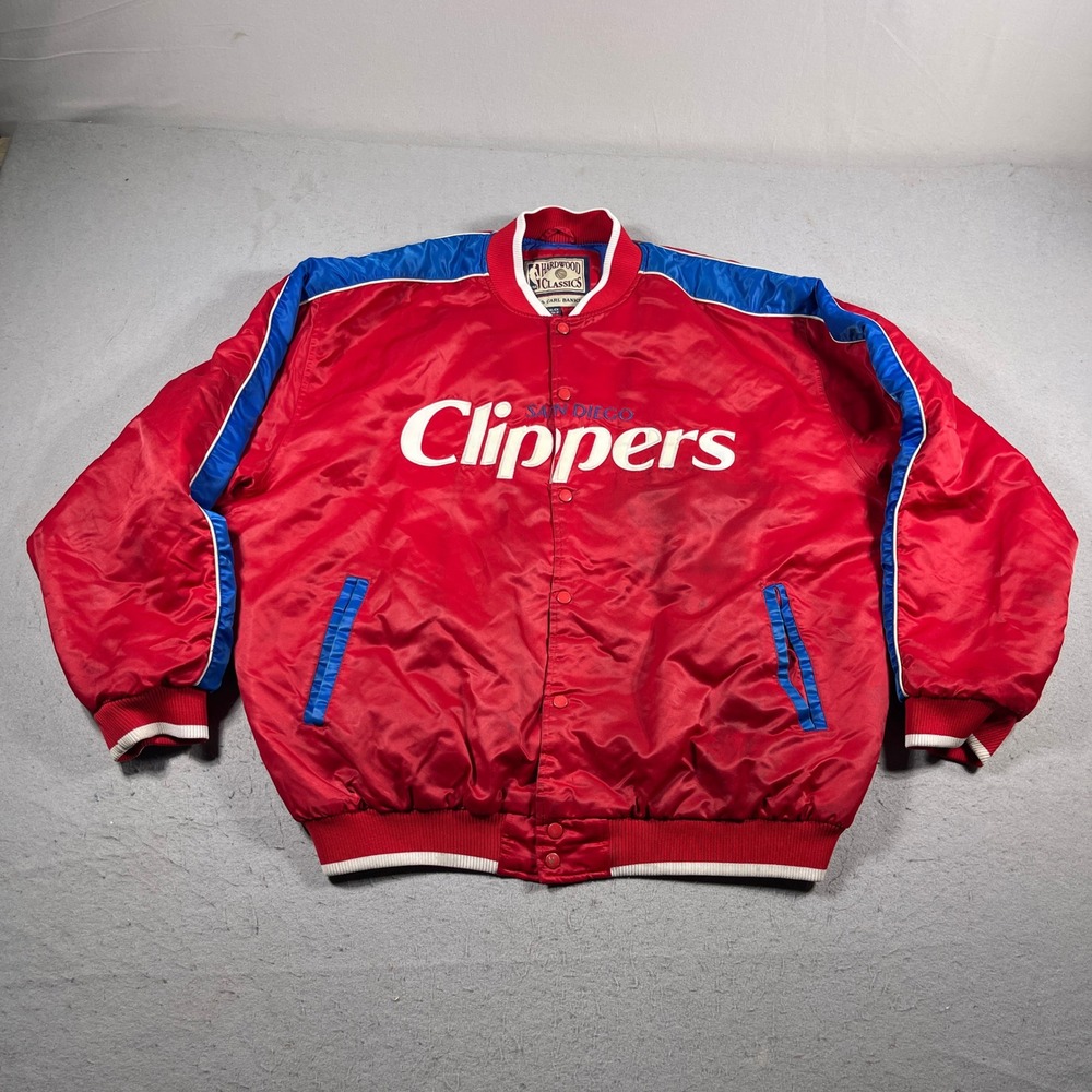 Vintage San Diego Clippers NBA Jacket XL Mens Hardwood Classics G-III Bomber Red